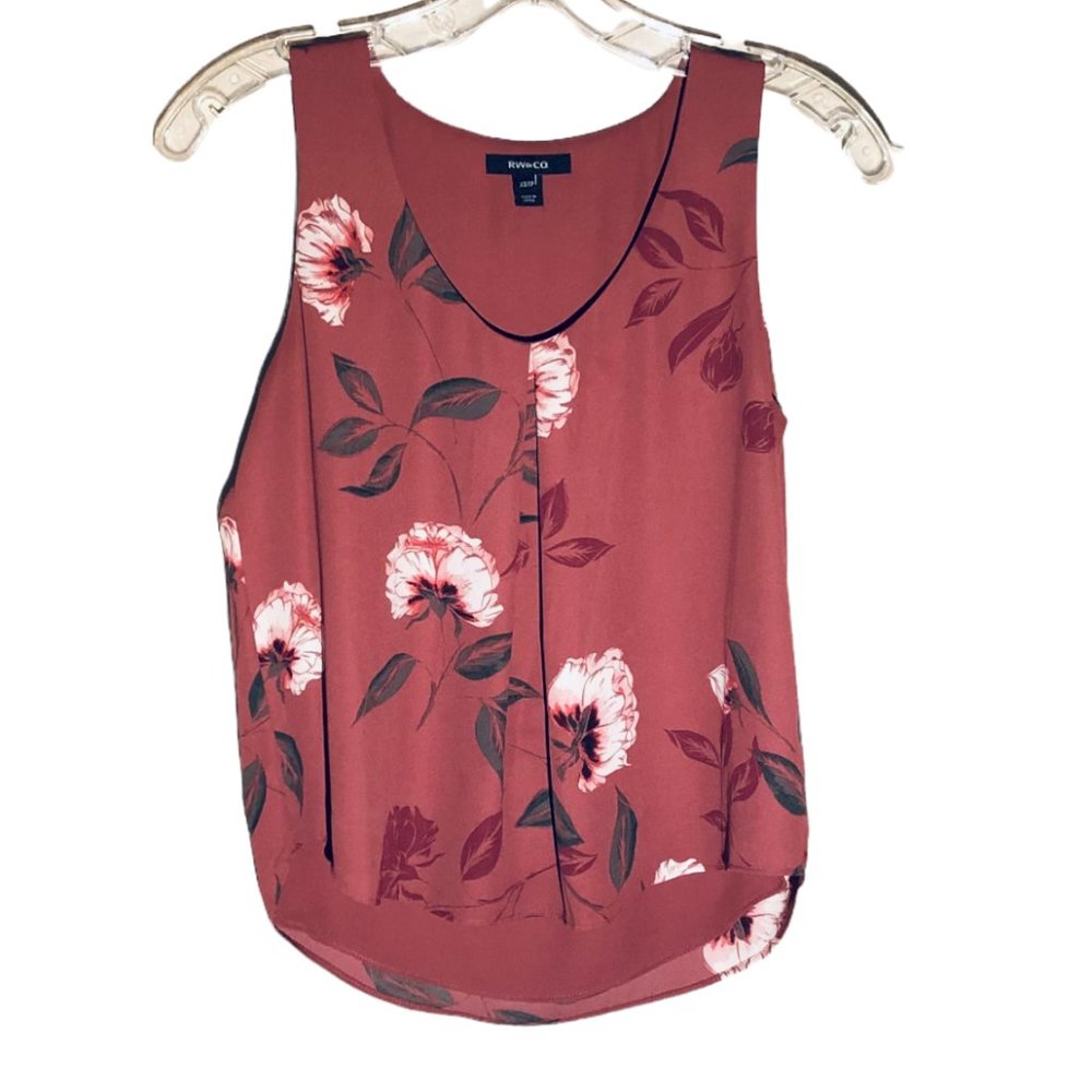 RW&CO sleeveless floral top, color-cinnamon XS